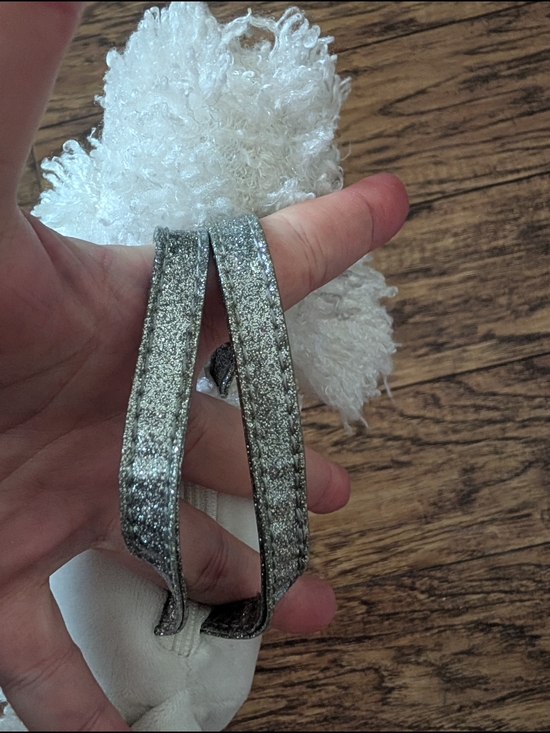 💥3/$24 Gymboree White Plush Poodle Purse with Silver Bow - Picture 5 of 5